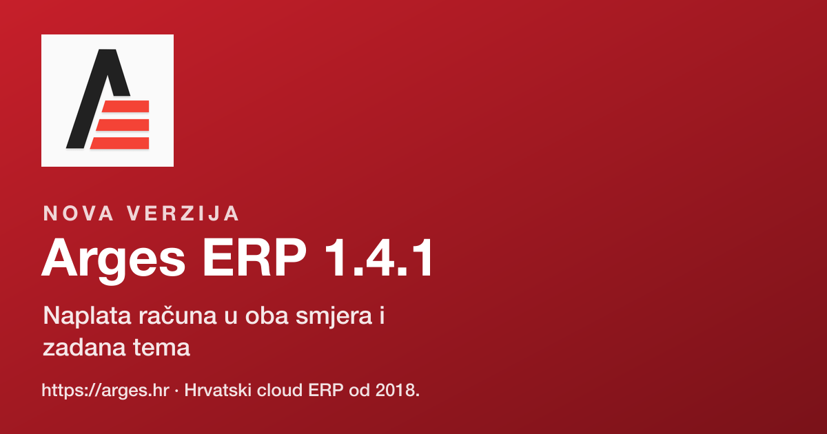 Arges ERP 1.4.1: naplata računa u oba smjera i zadana tema